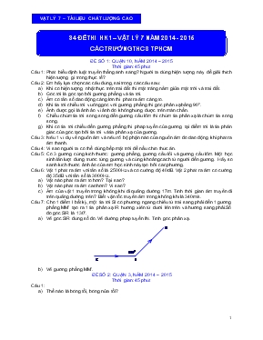34 đề thi học kì 1  Vật lý 7 năm 2014 - 2015